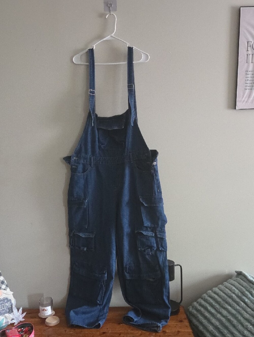 Utility Denim Cargo Overalls - Blue - Picture 2 of 6